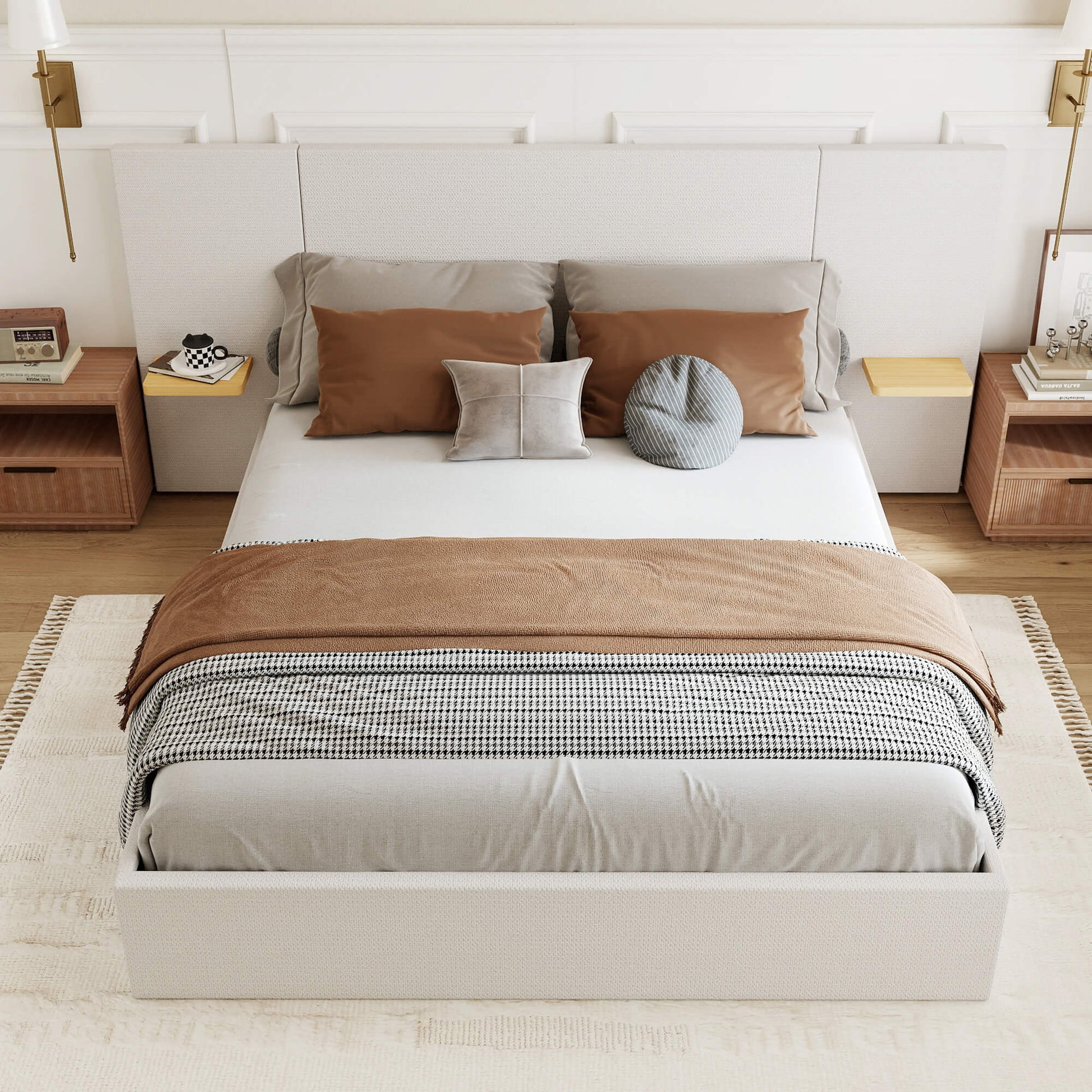 ModuNest Solid Wood Bed with Built-in Side Tables