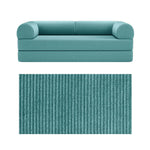 Primyhome convertible foldable sofa bed in Light Blue, large, featuring a close-up of the corduroy fabric texture