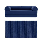 Primyhome convertible foldable sofa bed in Navy Blue, large, featuring a close-up of the corduroy fabric texture