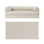 Primyhome convertible foldable sofa bed in White, large, featuring a close-up of the corduroy fabric texture