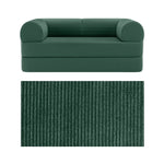 Primyhome convertible foldable sofa bed in Green, mid-size, featuring a close-up of the corduroy fabric texture