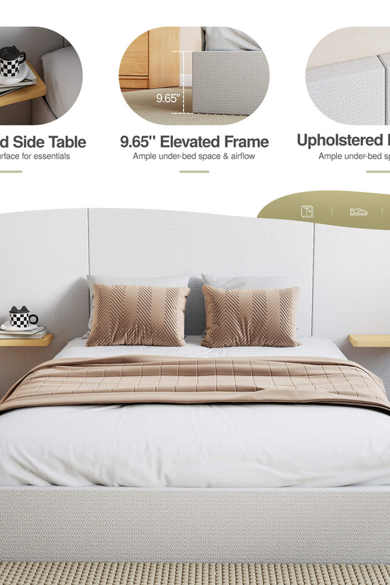 ModuNest Solid Wood Bed with Built-in Side Tables