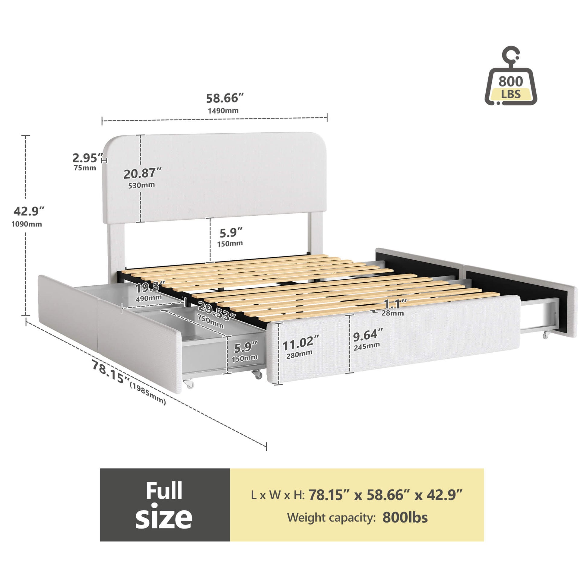 Nuvora Bed with Spacious Storage Drawers