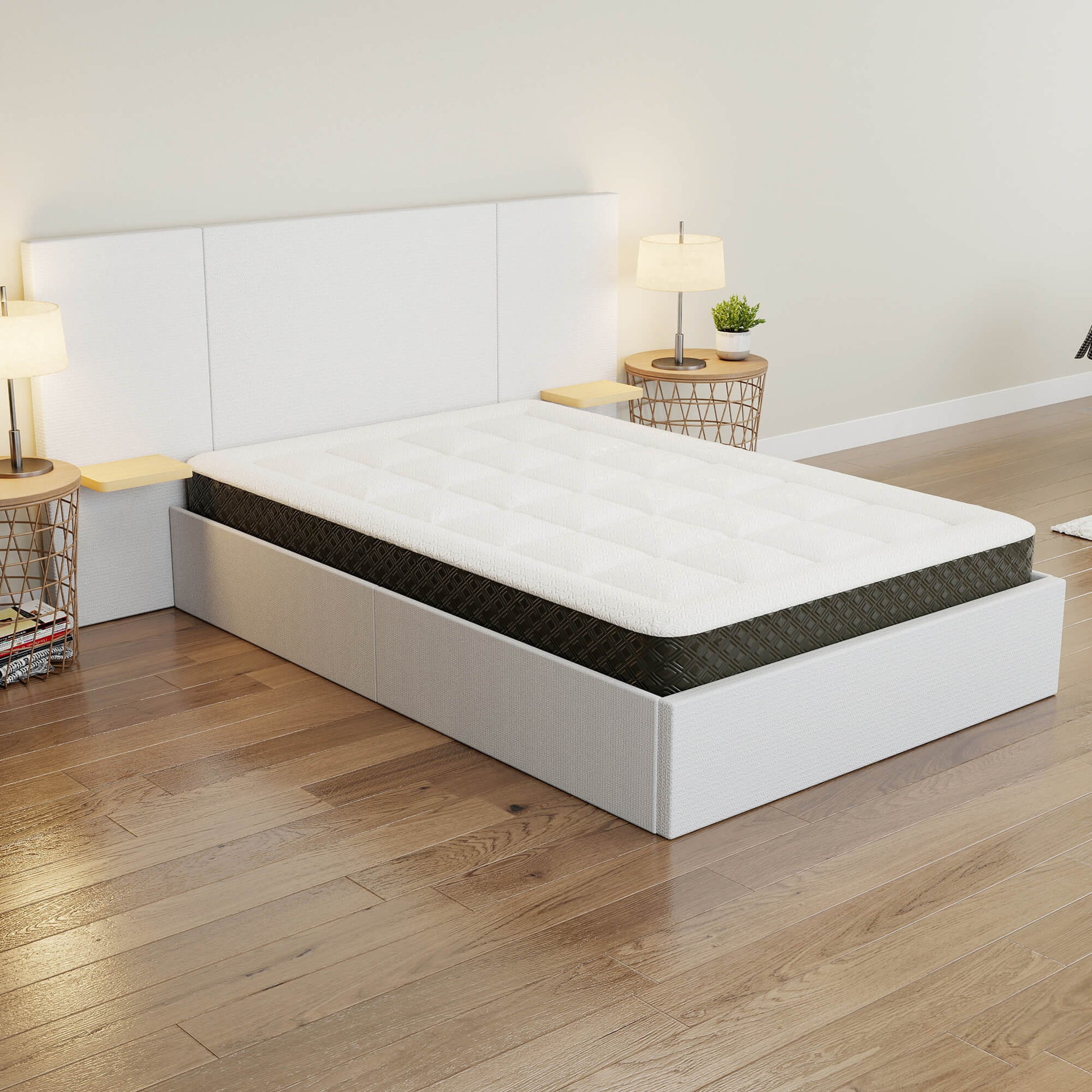 ModuNest Solid Wood Bed with Built-in Side Tables