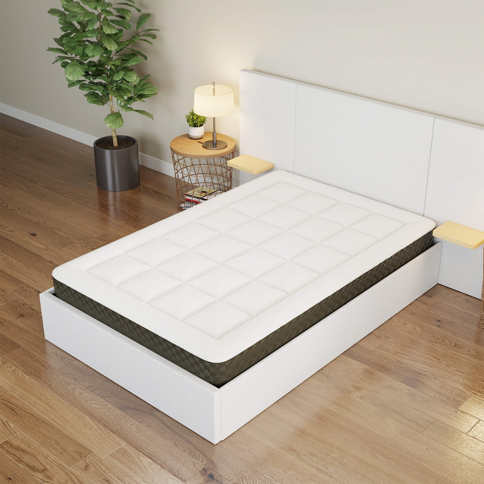 ModuNest Solid Wood Bed with Built-in Side Tables
