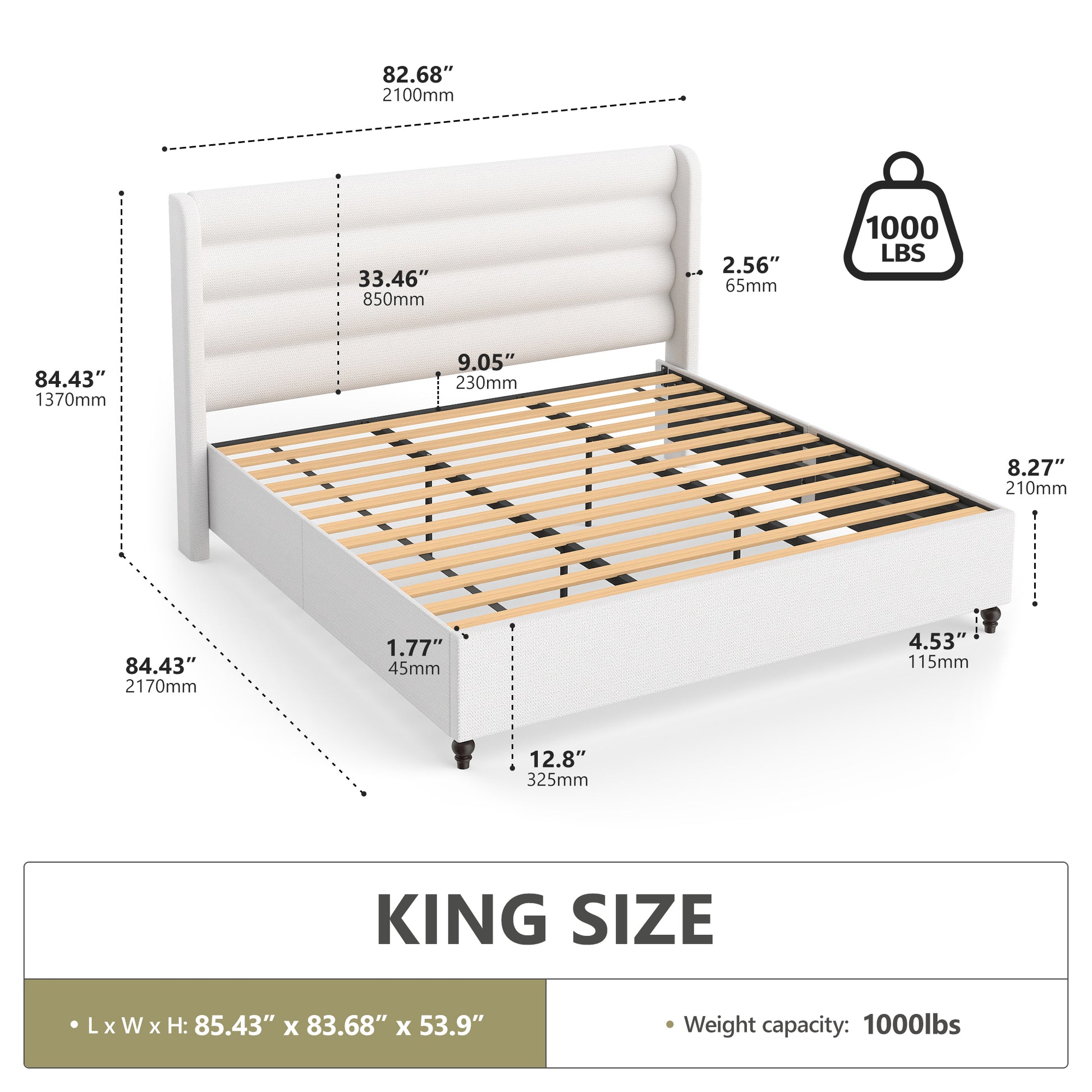 Arlo Solid Wood Bed with Tapered Legs
