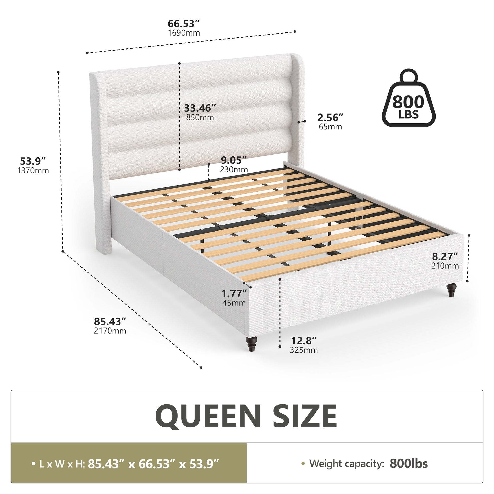 Arlo Solid Wood Bed with Tapered Legs