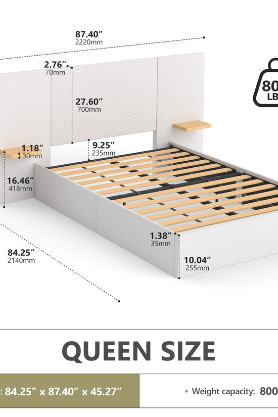 ModuNest Solid Wood Bed with Built-in Side Tables
