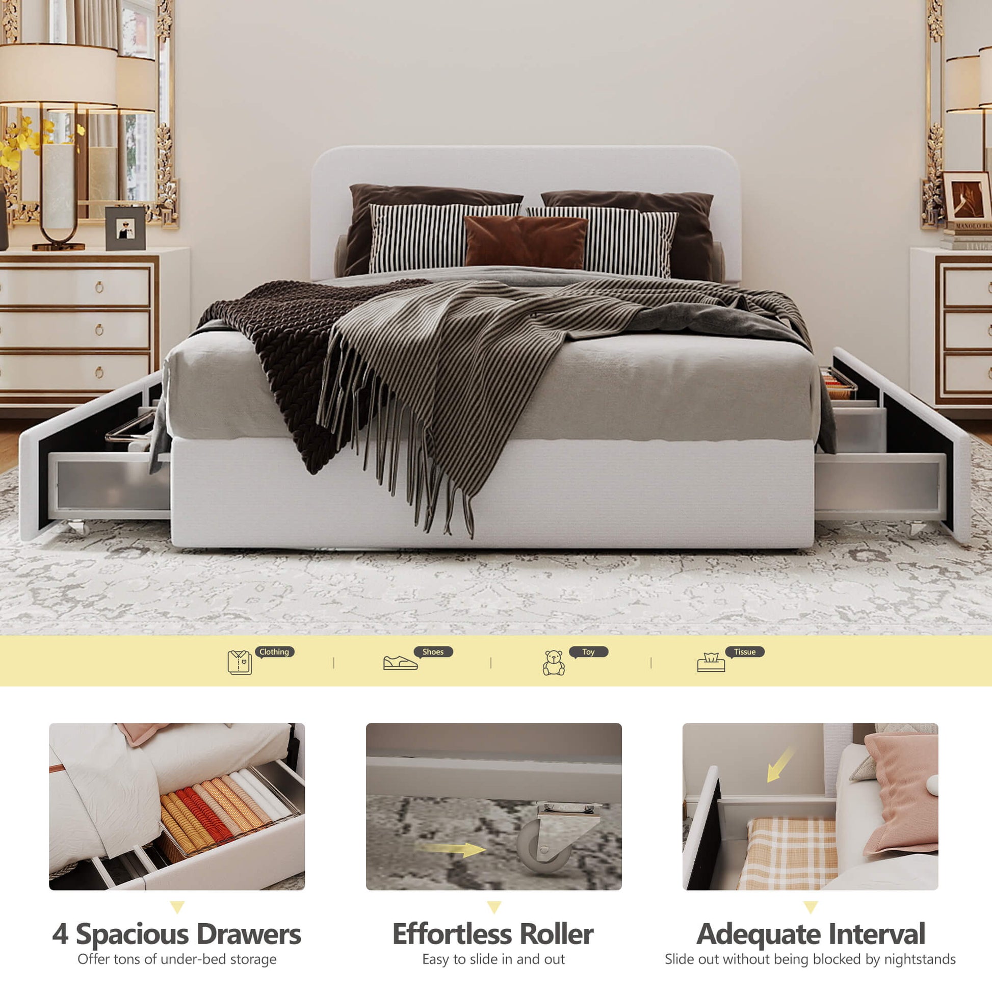 Nuvora Bed with Spacious Storage Drawers
