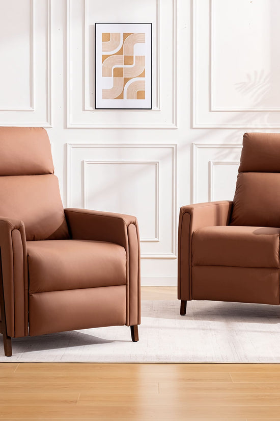 Mid-Century Modern Leather Power Recliner Chair
