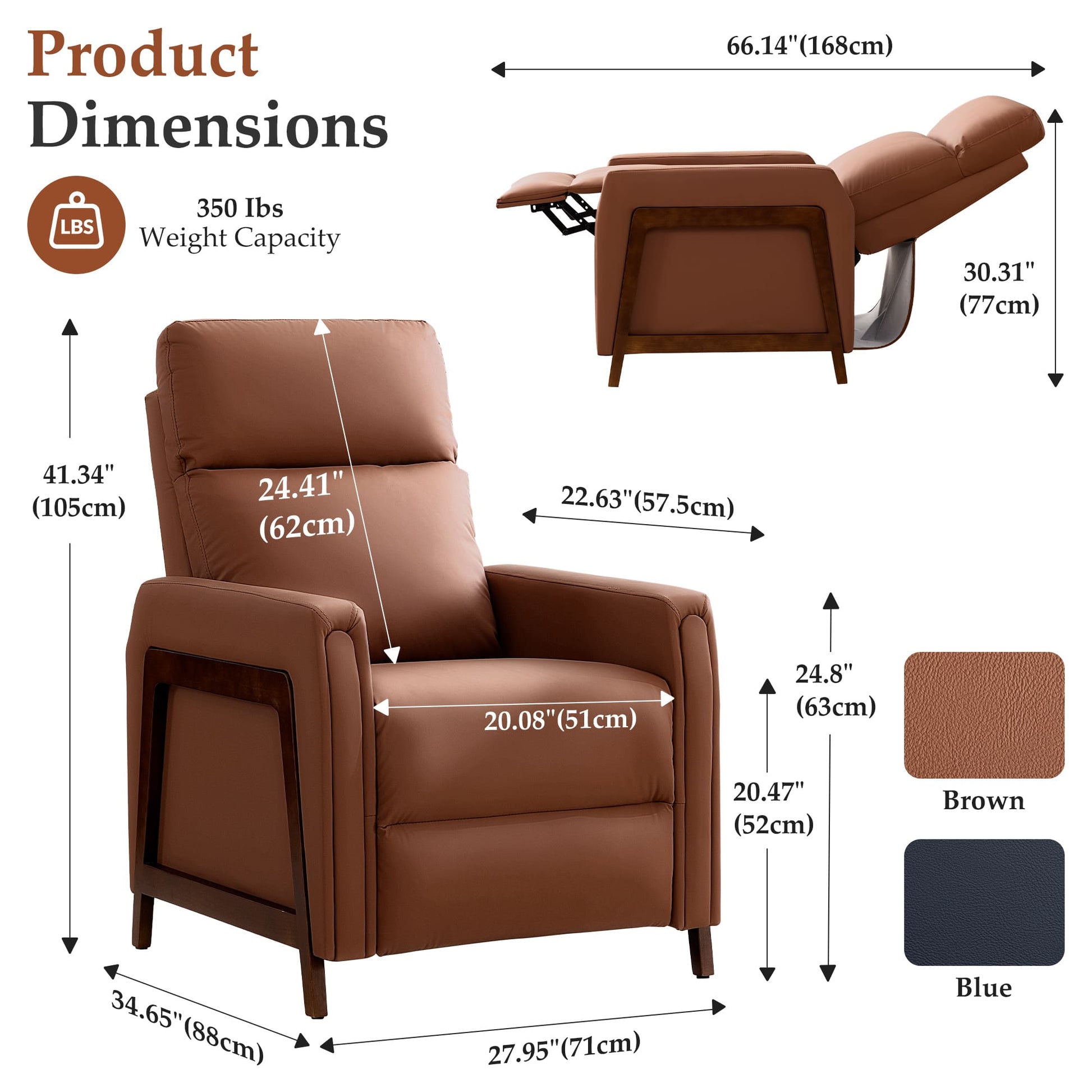 Mid-Century Modern Leather Power Recliner Chair