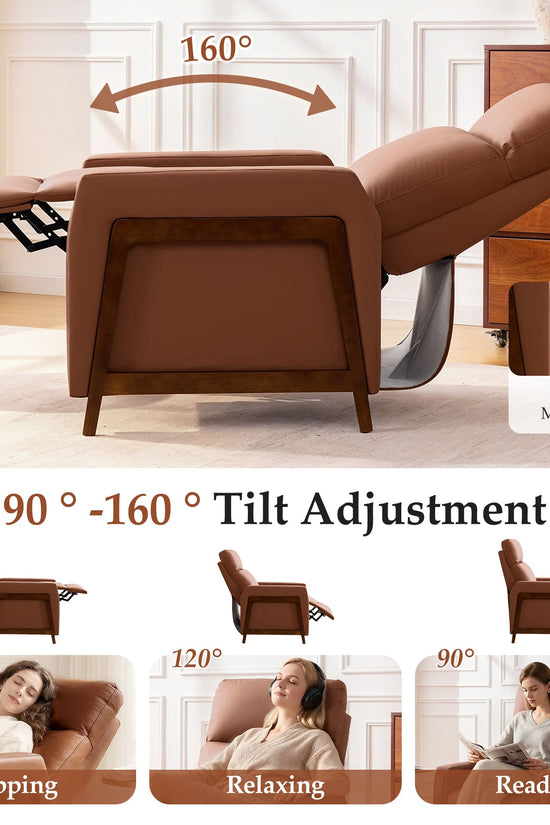 Mid-Century Modern Leather Power Recliner Chair