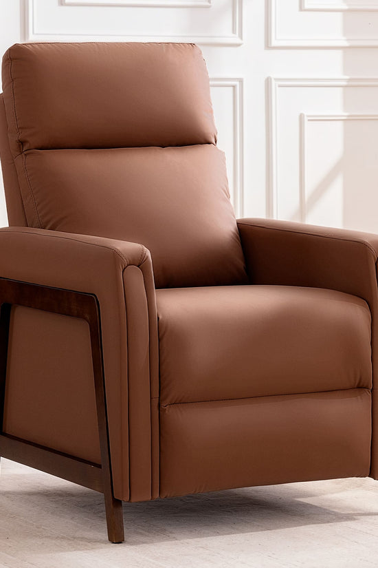 Mid-Century Modern Leather Power Recliner Chair