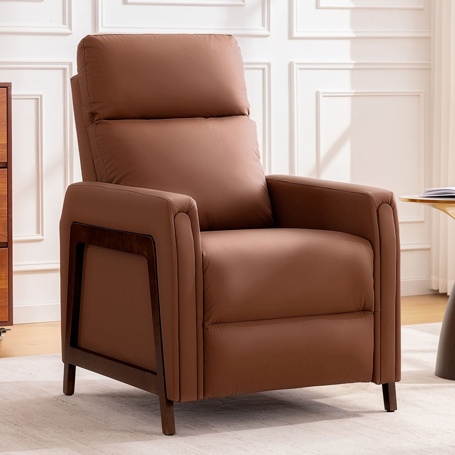 Mid-Century Modern Leather Power Recliner Chair