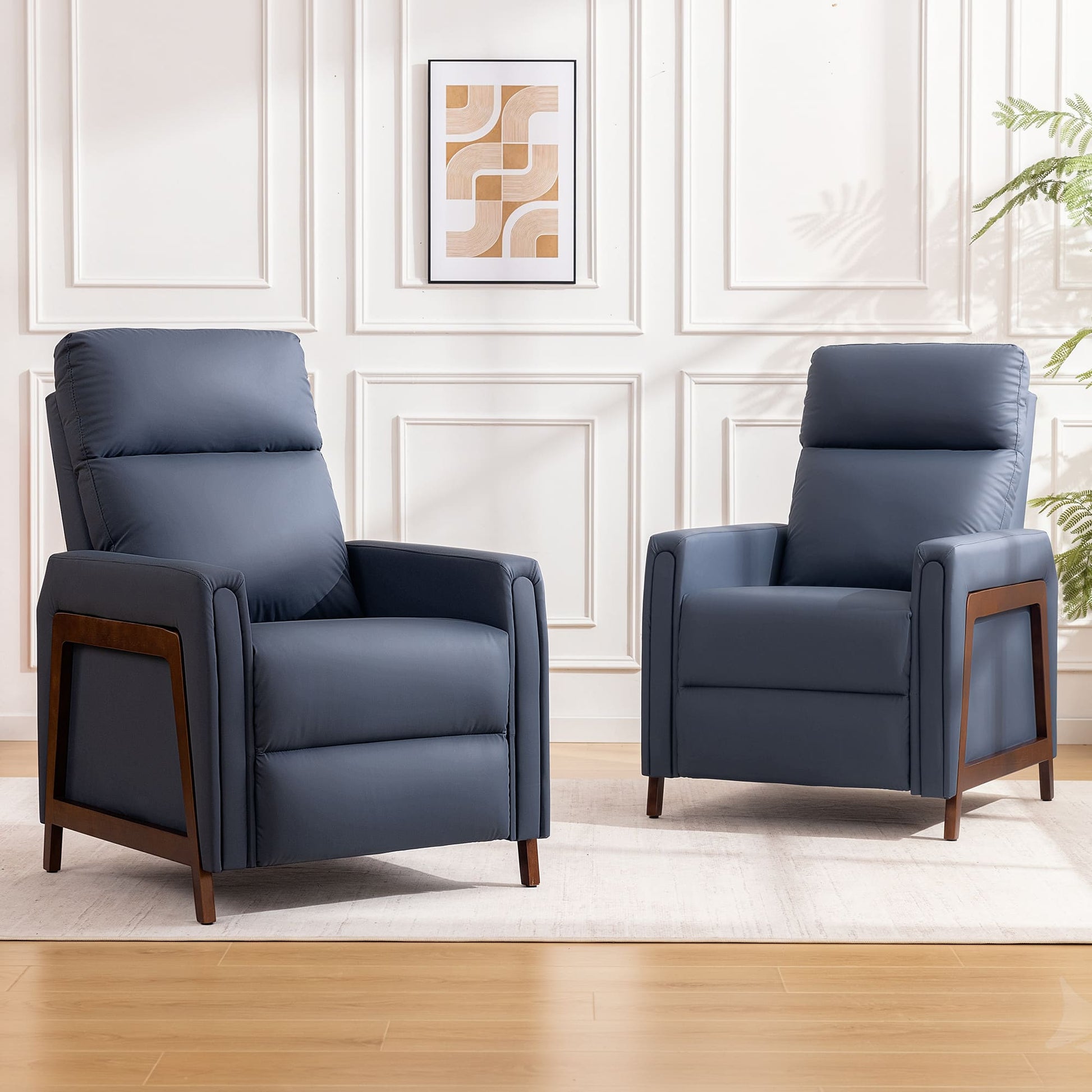 Mid-Century Modern Leather Power Recliner Chair