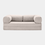 Primyhome convertible white corduroy sleeper sofa bed, minimalist modern design for living room or studio