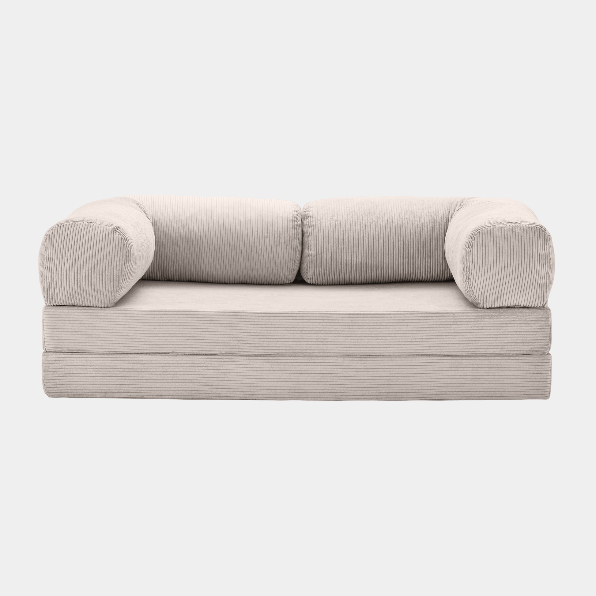 Primyhome convertible white corduroy sleeper sofa bed, minimalist modern design for living room or studio