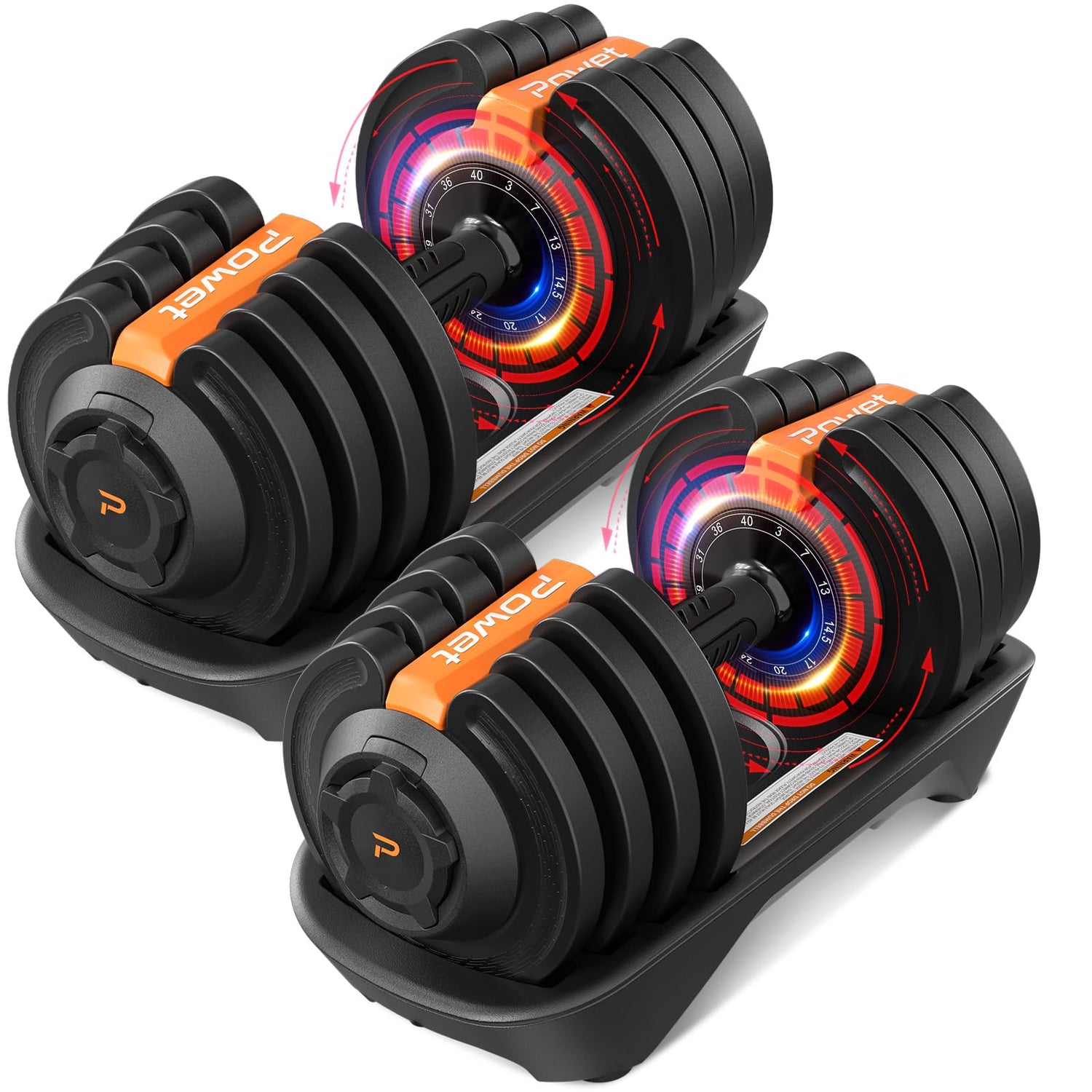 Primy Adjustable Dumbbell Set, 40LB to 3LB Weight Set, 12 Free Weights Adjustable Dumbbell Set for Home Gym with Tray 1-Sec Fast Adjustable by Turning Handle for Men Women