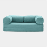 Primyhome convertible light blue corduroy sleeper sofa bed, minimalist modern design for living room or studio