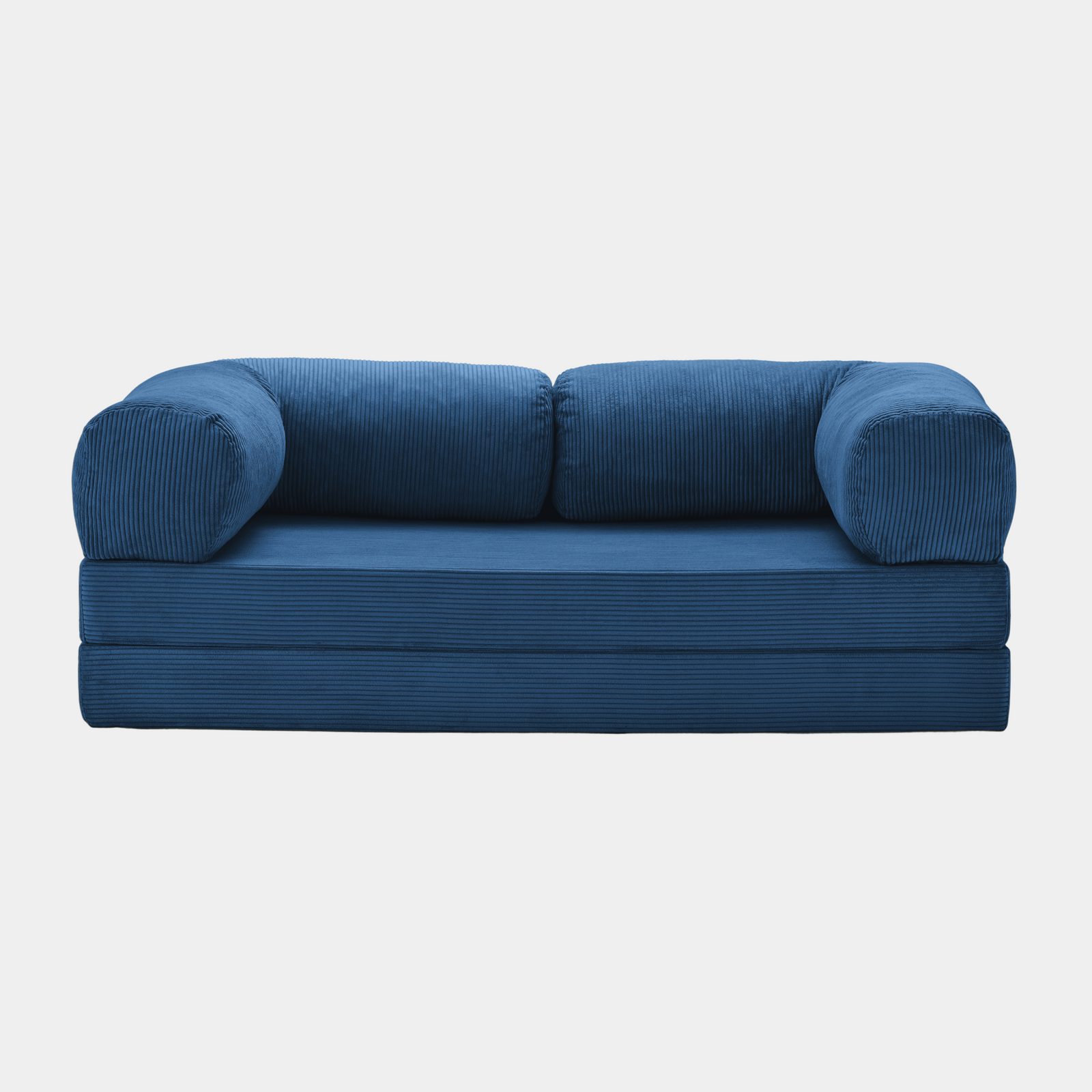 Primyhome convertible navy blue corduroy sleeper sofa bed, minimalist modern design for living room or studio