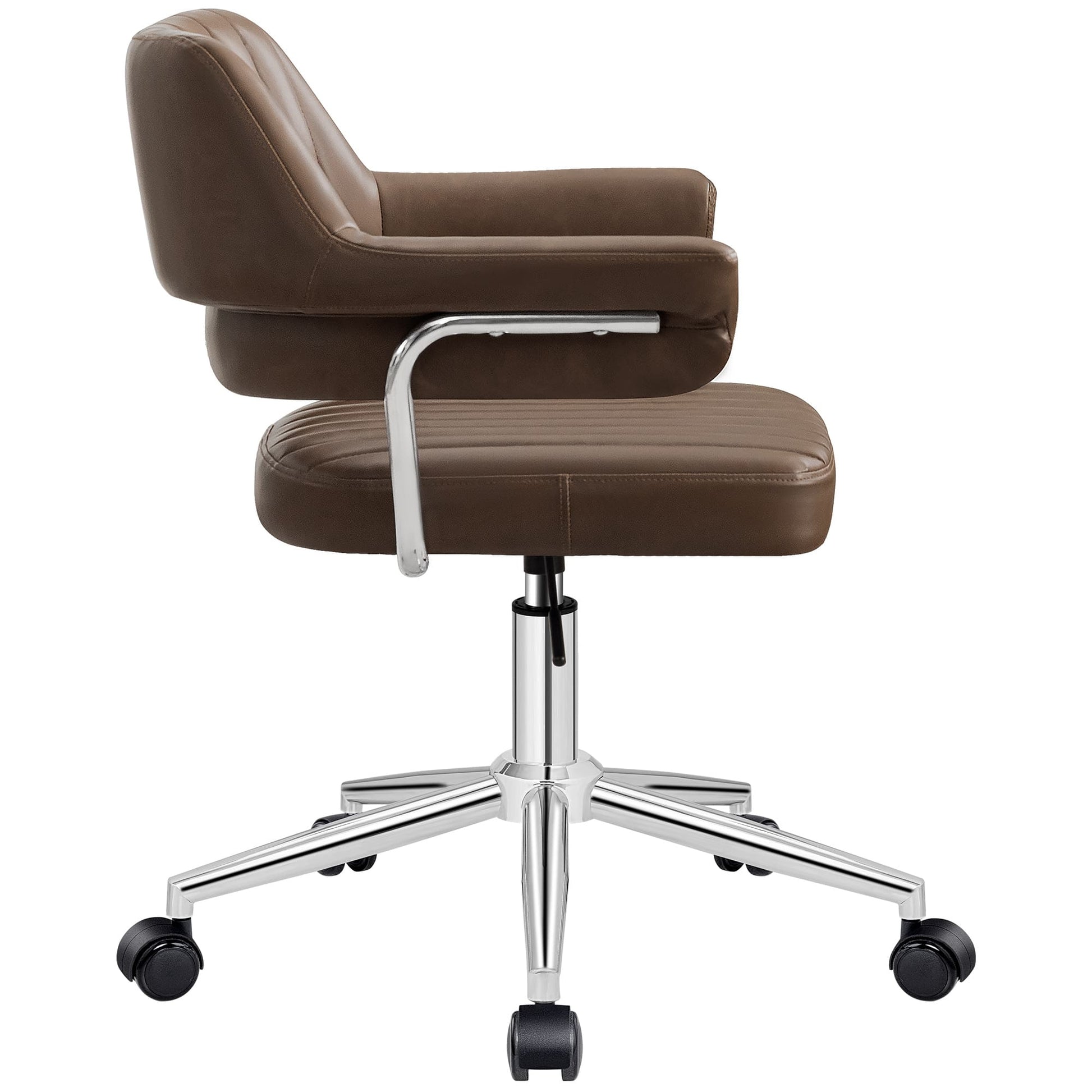 Adjustable PU Leather Swivel Vanity Chair with Arms