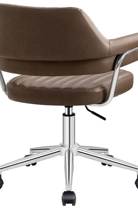 Adjustable PU Leather Swivel Vanity Chair with Arms