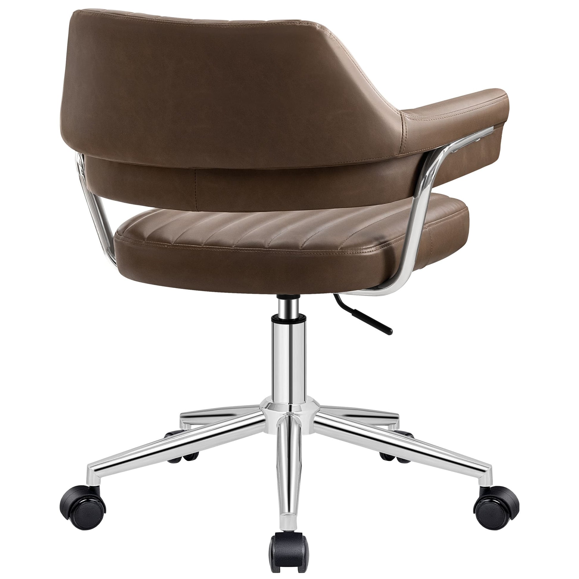 Adjustable PU Leather Swivel Vanity Chair with Arms