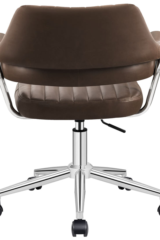 Adjustable PU Leather Swivel Vanity Chair with Arms