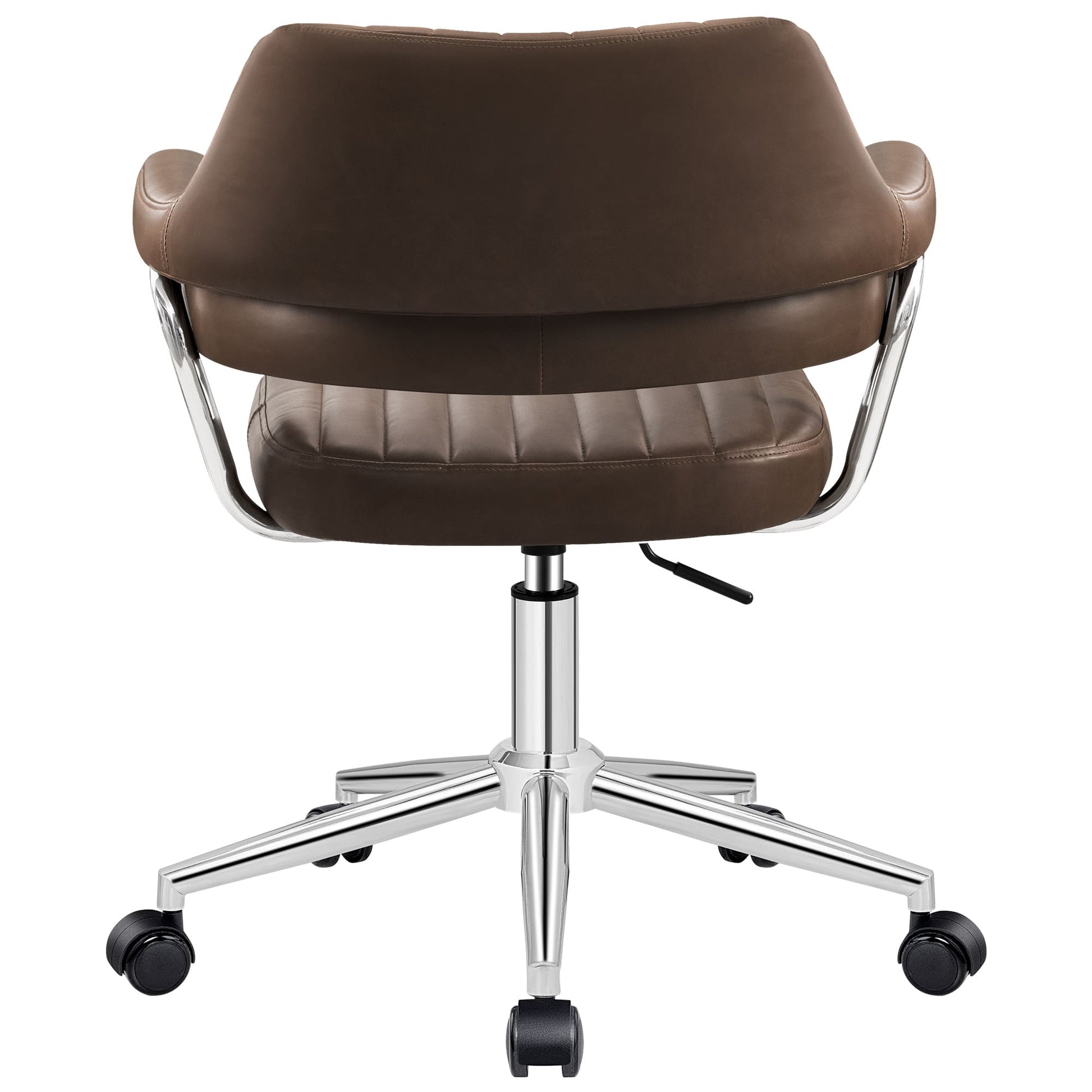 Adjustable PU Leather Swivel Vanity Chair with Arms