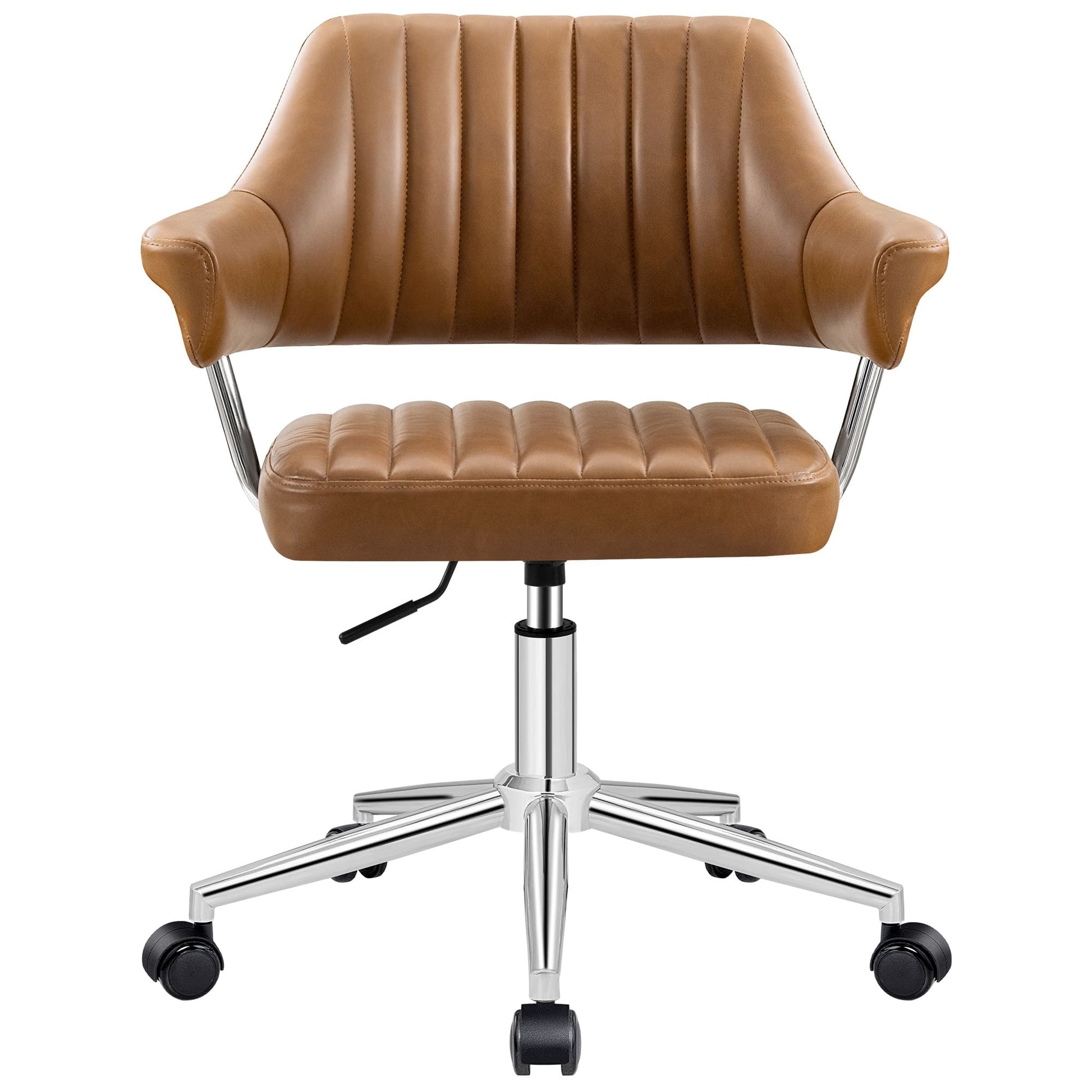 Adjustable PU Leather Swivel Vanity Chair with Arms