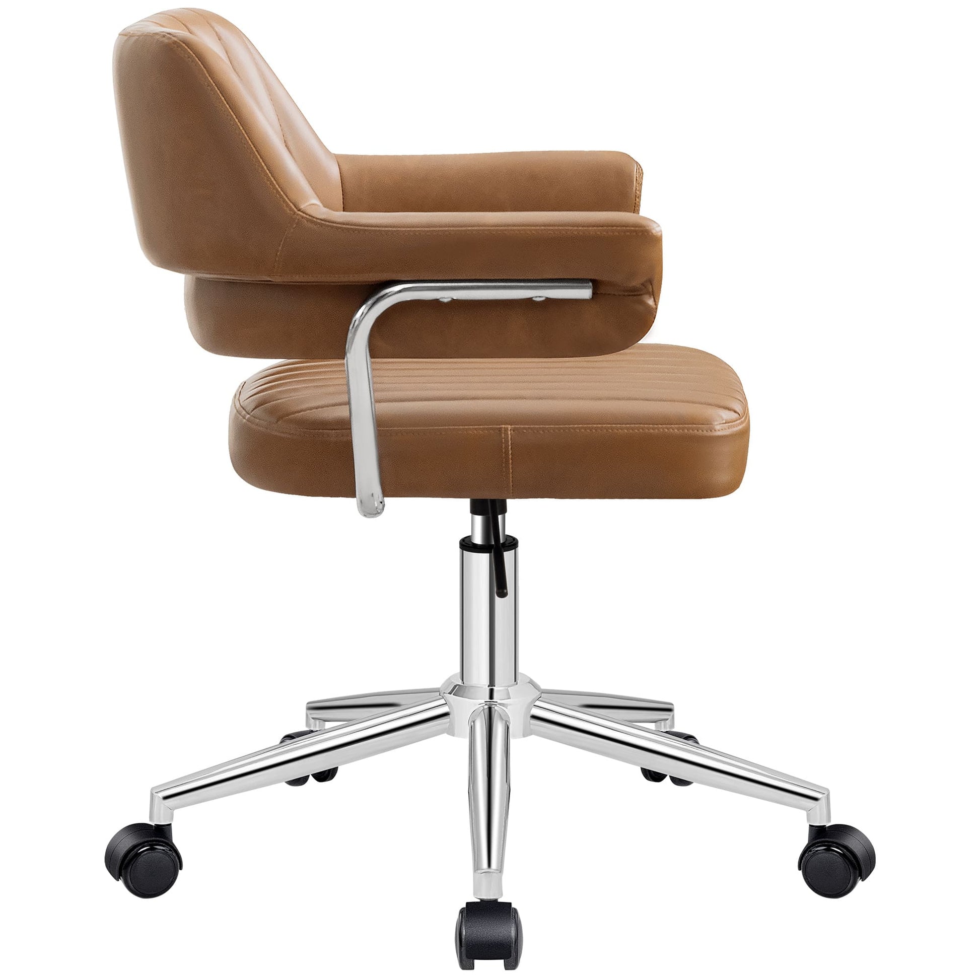 Adjustable PU Leather Swivel Vanity Chair with Arms