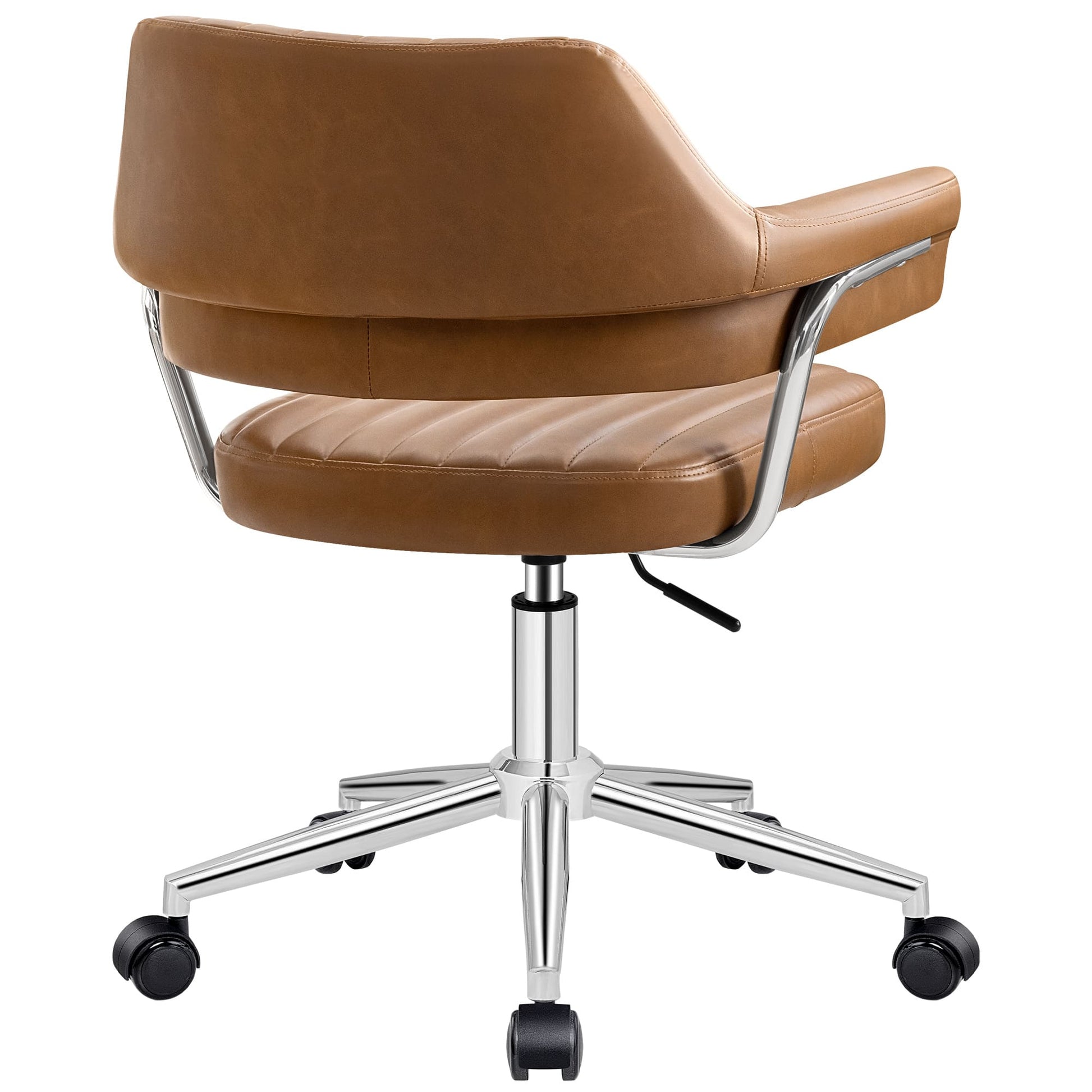 Adjustable PU Leather Swivel Vanity Chair with Arms