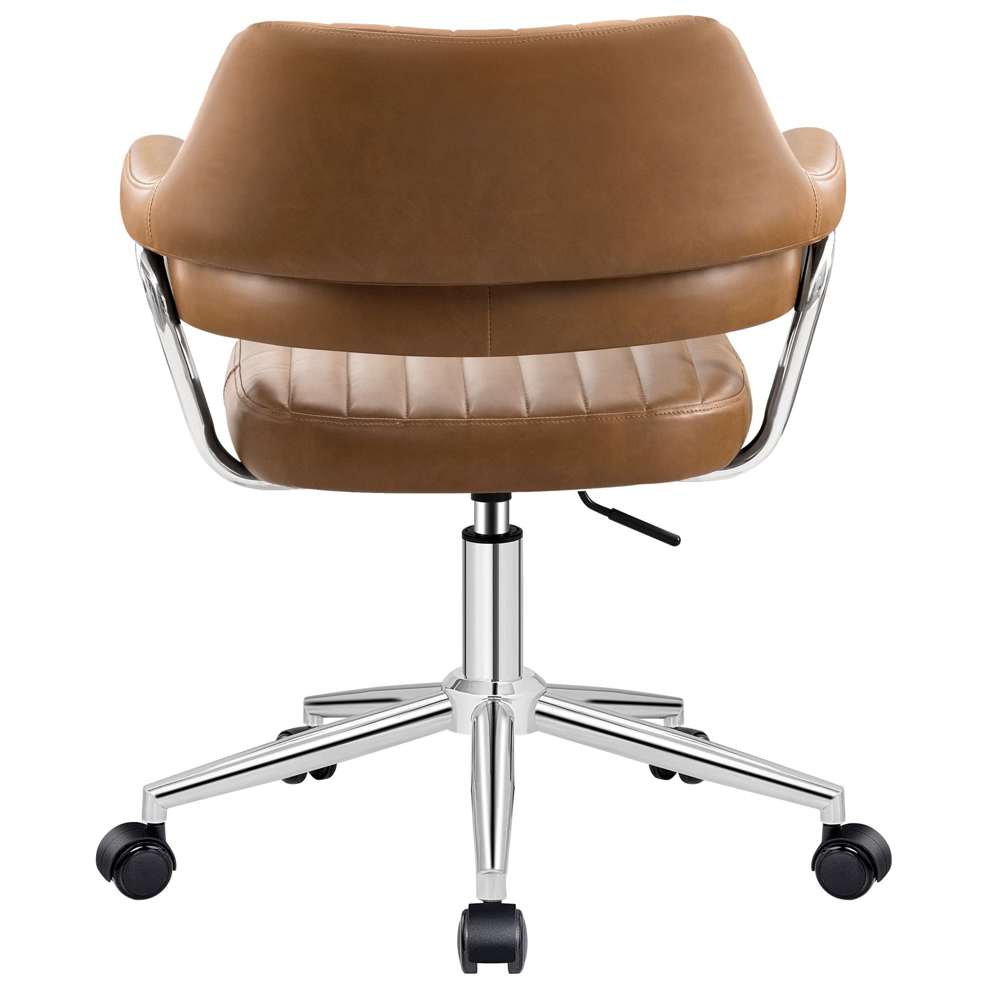 Adjustable PU Leather Swivel Vanity Chair with Arms