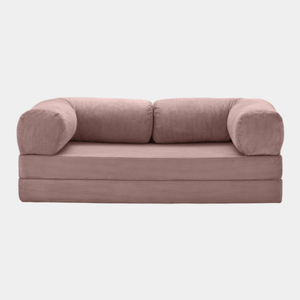Primyhome convertible pink corduroy sleeper sofa bed, minimalist modern design for living room or studio