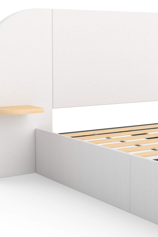ModuNest Rounded Solid Wood Bed with Built-in Side Tables