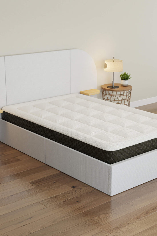 ModuNest Rounded Solid Wood Bed with Built-in Side Tables