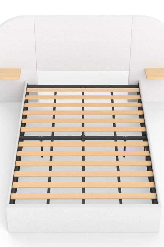 ModuNest Rounded Solid Wood Bed with Built-in Side Tables