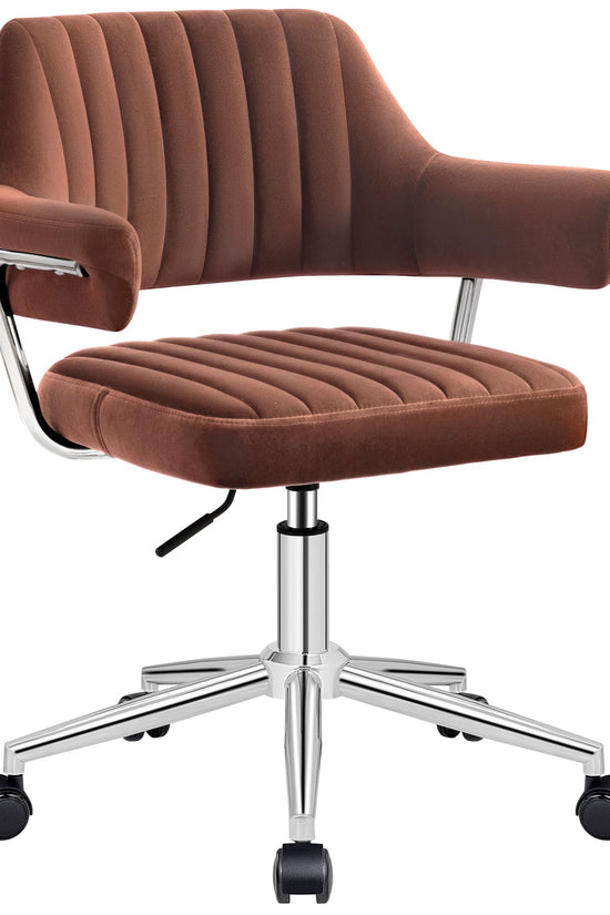 Adjustable PU Leather Swivel Vanity Chair with Arms