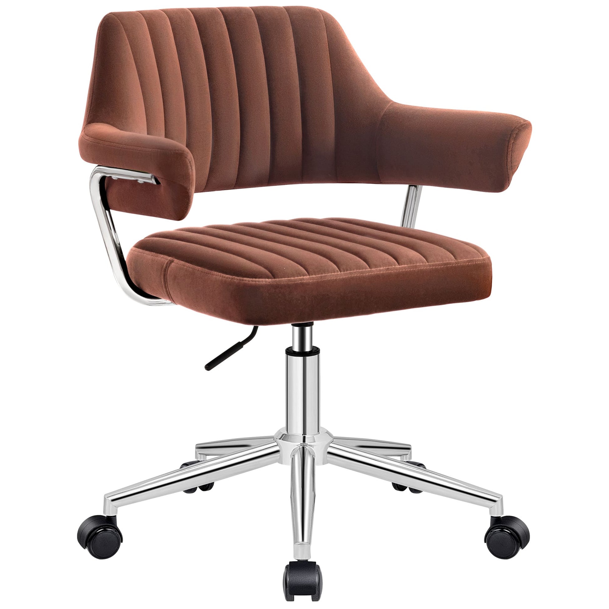 Adjustable PU Leather Swivel Vanity Chair with Arms