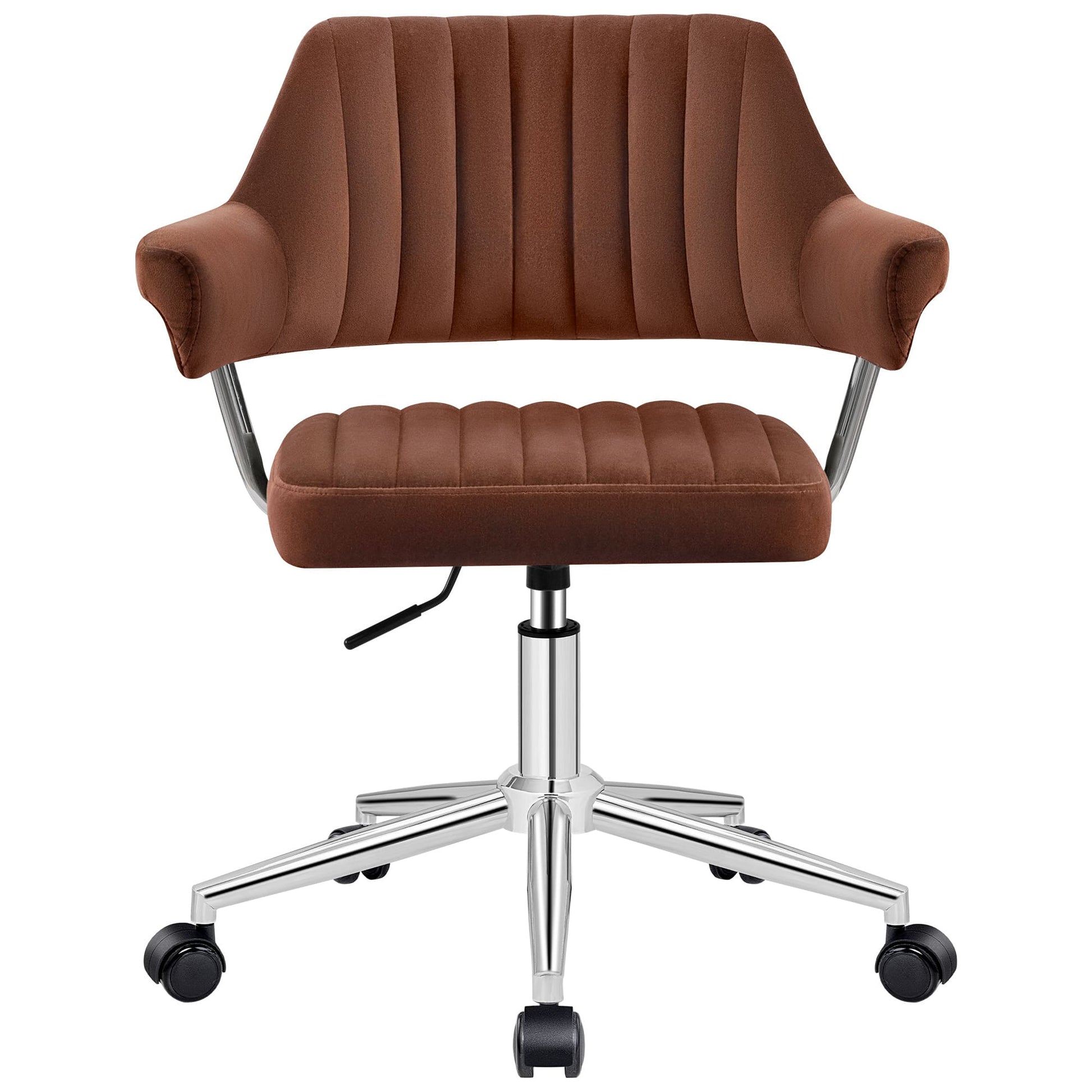 Adjustable PU Leather Swivel Vanity Chair with Arms