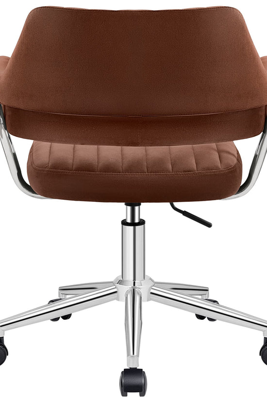Adjustable PU Leather Swivel Vanity Chair with Arms