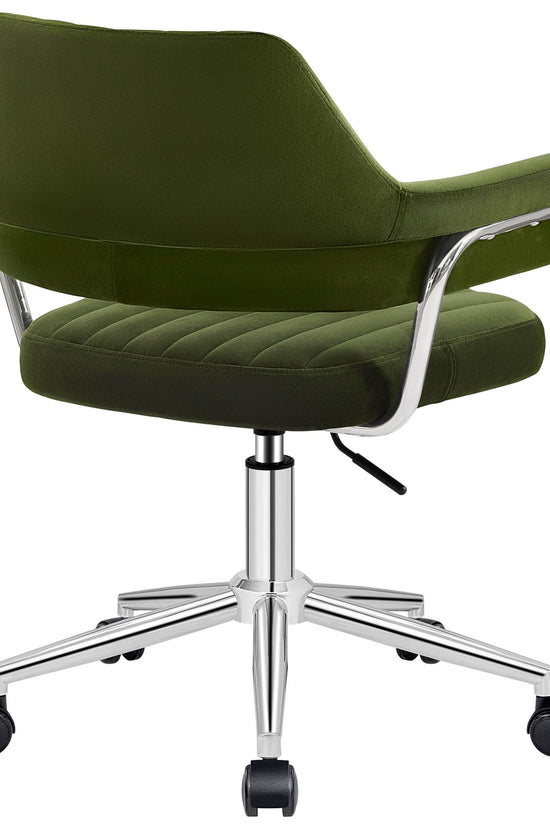 Adjustable PU Leather Swivel Vanity Chair with Arms