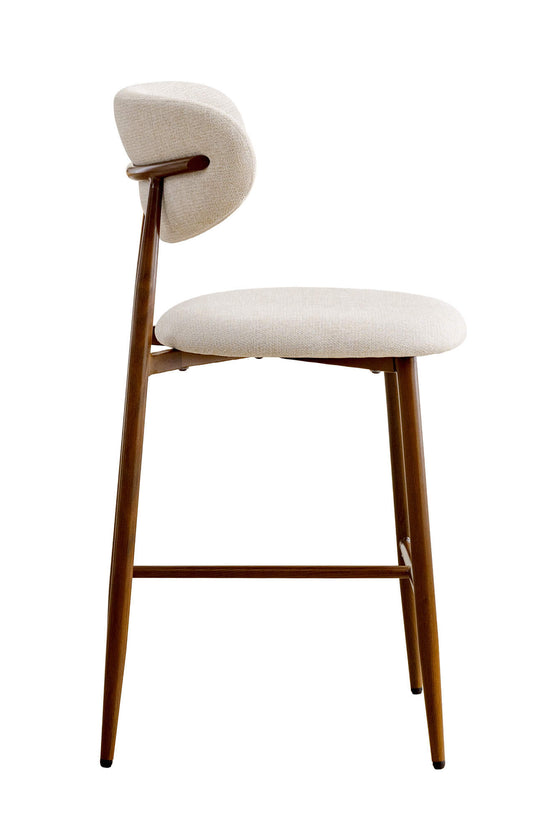 Modern Upholstered Counter Height Bar Stools Set of 2 with Solid Wood Legs