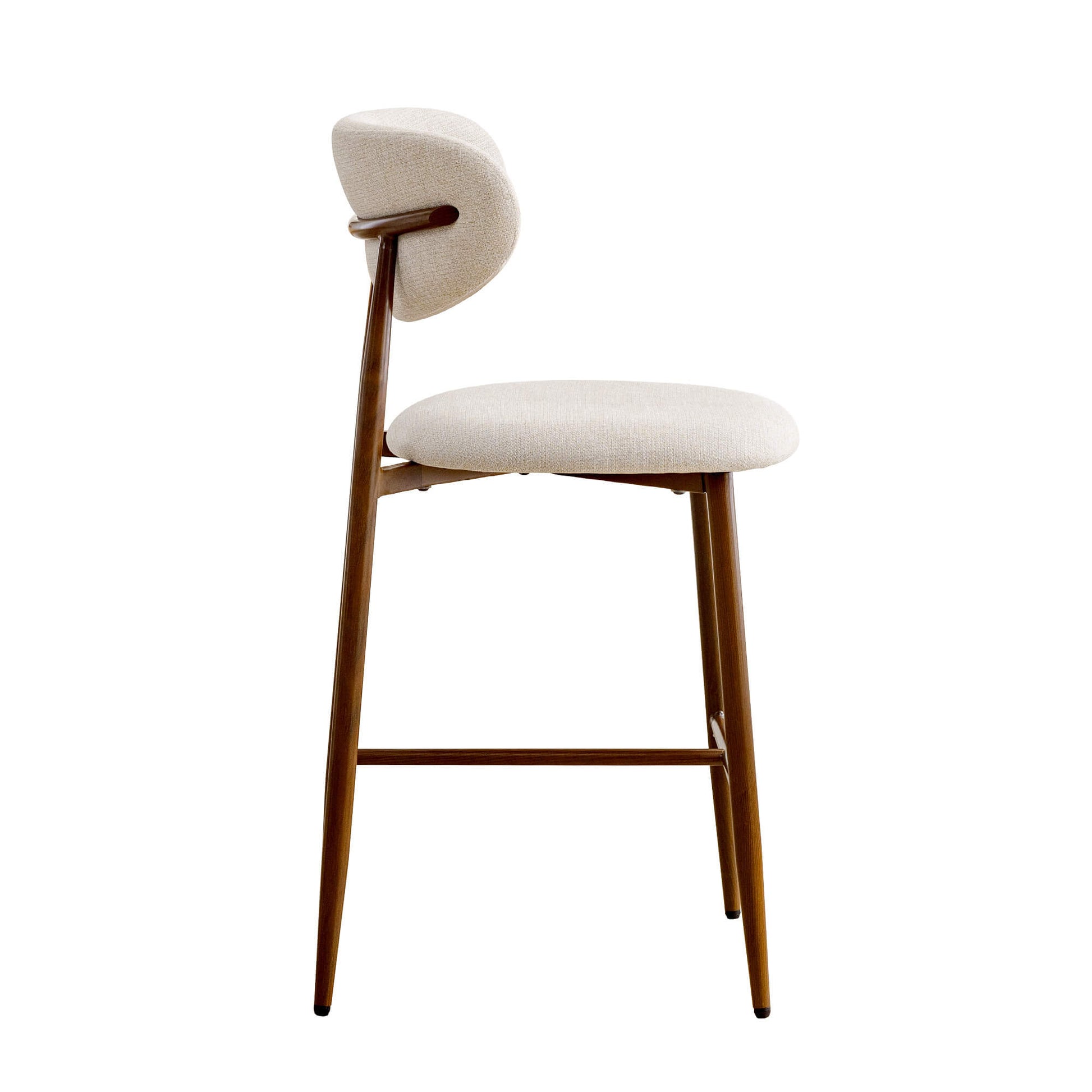 Modern Upholstered Counter Height Bar Stools Set of 2 with Solid Wood Legs