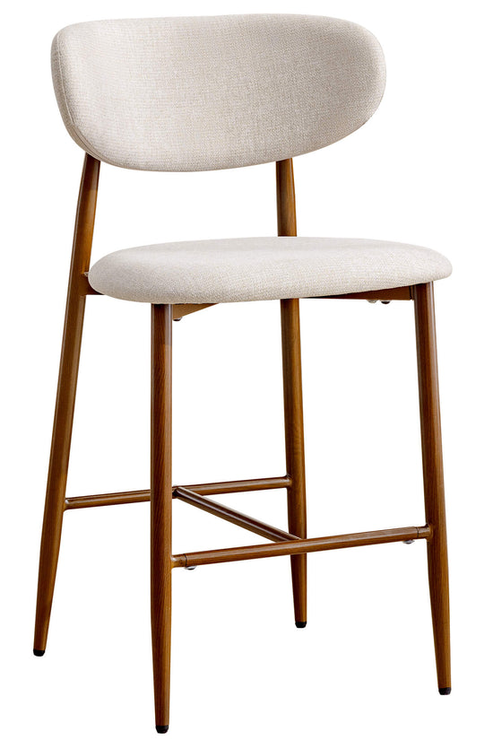 Modern Upholstered Counter Height Bar Stools Set of 2 with Solid Wood Legs