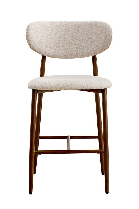 Modern Upholstered Counter Height Bar Stools Set of 2 with Solid Wood Legs