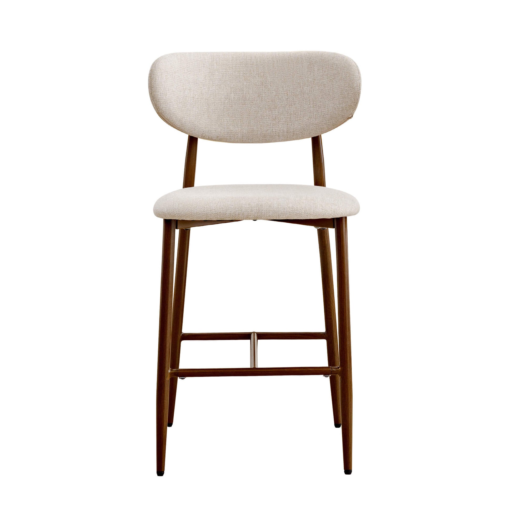 Modern Upholstered Counter Height Bar Stools Set of 2 with Solid Wood Legs